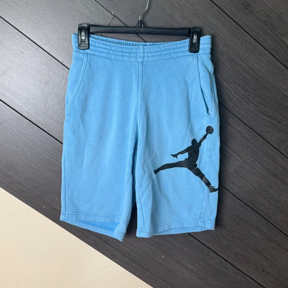 Jordan Men's Fleece Jumpman Graphic Sweat Shorts Blue Size Small Athleisure